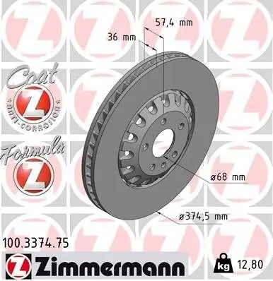 Bremsscheibe ZIMMERMANN 100.3374.75