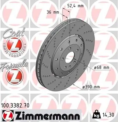 Bremsscheibe Vorderachse ZIMMERMANN 100.3382.70