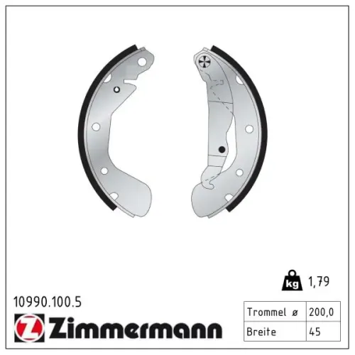 Bremsbackensatz Hinterachse ZIMMERMANN 10990.100.5 Bild Bremsbackensatz Hinterachse ZIMMERMANN 10990.100.5