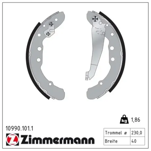 Bremsbackensatz Hinterachse ZIMMERMANN 10990.101.1 Bild Bremsbackensatz Hinterachse ZIMMERMANN 10990.101.1