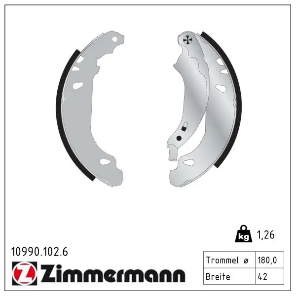 Bremsbackensatz Hinterachse ZIMMERMANN 10990.102.6