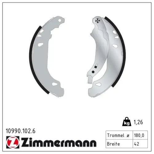 Bremsbackensatz Hinterachse ZIMMERMANN 10990.102.6 Bild Bremsbackensatz Hinterachse ZIMMERMANN 10990.102.6