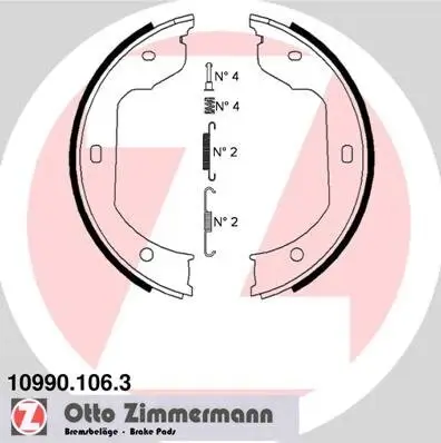 Bremsbackensatz, Feststellbremse ZIMMERMANN 10990.106.3 Bild Bremsbackensatz, Feststellbremse ZIMMERMANN 10990.106.3