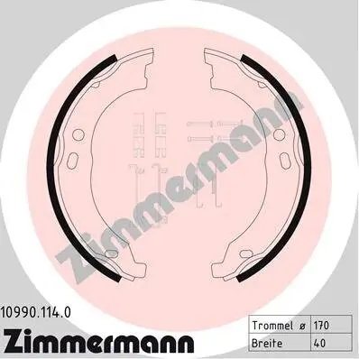 Bremsbackensatz, Feststellbremse ZIMMERMANN 10990.114.0 Bild Bremsbackensatz, Feststellbremse ZIMMERMANN 10990.114.0