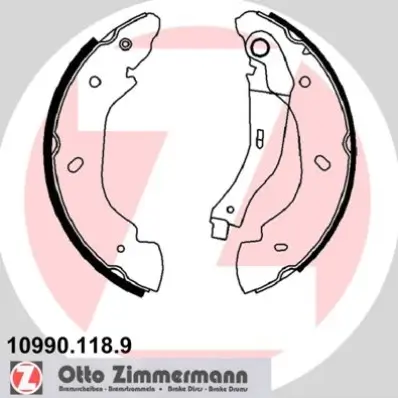 Bremsbackensatz Hinterachse ZIMMERMANN 10990.118.9 Bild Bremsbackensatz Hinterachse ZIMMERMANN 10990.118.9