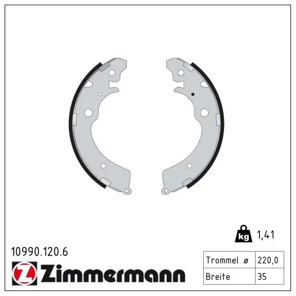 Bremsbackensatz Hinterachse ZIMMERMANN 10990.120.6