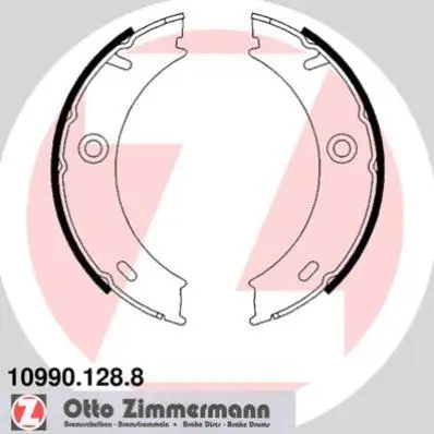 Bremsbackensatz, Feststellbremse Hinterachse ZIMMERMANN 10990.128.8 Bild Bremsbackensatz, Feststellbremse Hinterachse ZIMMERMANN 10990.128.8