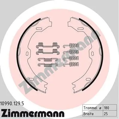 Bremsbackensatz, Feststellbremse Hinterachse ZIMMERMANN 10990.129.5 Bild Bremsbackensatz, Feststellbremse Hinterachse ZIMMERMANN 10990.129.5