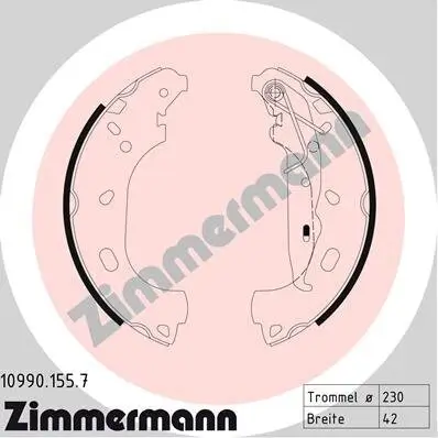 Bremsbackensatz Hinterachse ZIMMERMANN 10990.155.7 Bild Bremsbackensatz Hinterachse ZIMMERMANN 10990.155.7