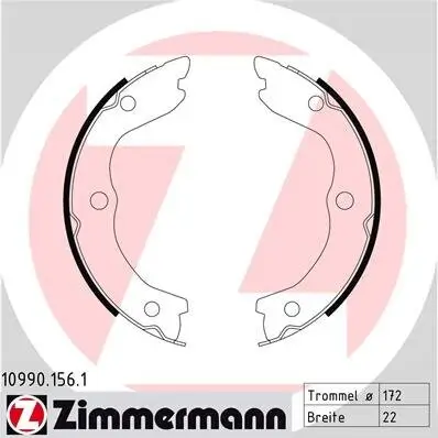 Bremsbackensatz, Feststellbremse ZIMMERMANN 10990.156.1 Bild Bremsbackensatz, Feststellbremse ZIMMERMANN 10990.156.1