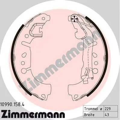 Bremsbackensatz Hinterachse ZIMMERMANN 10990.158.4