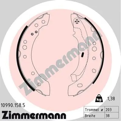 Bremsbackensatz Hinterachse ZIMMERMANN 10990.158.5 Bild Bremsbackensatz Hinterachse ZIMMERMANN 10990.158.5