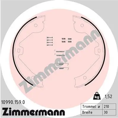 Bremsbackensatz, Feststellbremse Hinterachse ZIMMERMANN 10990.159.0 Bild Bremsbackensatz, Feststellbremse Hinterachse ZIMMERMANN 10990.159.0