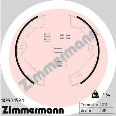 Bremsbackensatz, Feststellbremse Hinterachse ZIMMERMANN 10990.159.1