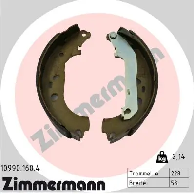 Bremsbackensatz Hinterachse ZIMMERMANN 10990.160.4 Bild Bremsbackensatz Hinterachse ZIMMERMANN 10990.160.4