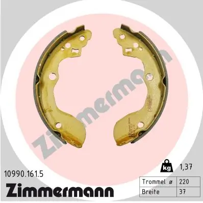 Bremsbackensatz Hinterachse ZIMMERMANN 10990.161.5 Bild Bremsbackensatz Hinterachse ZIMMERMANN 10990.161.5