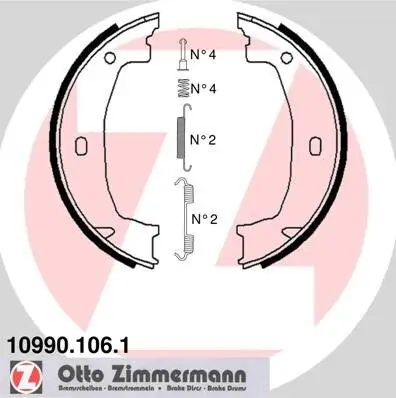 Bremsbackensatz, Feststellbremse Hinterachse ZIMMERMANN 10990.106.1