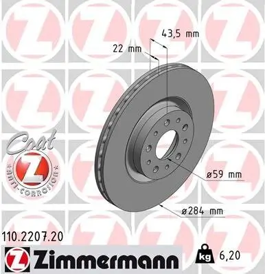 Bremsscheibe ZIMMERMANN 110.2207.20