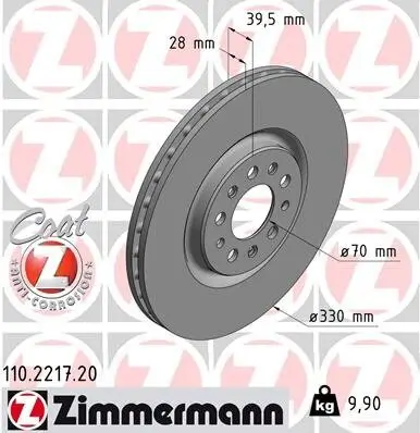 Bremsscheibe Vorderachse ZIMMERMANN 110.2217.20