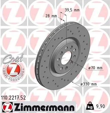 Bremsscheibe Vorderachse ZIMMERMANN 110.2217.52