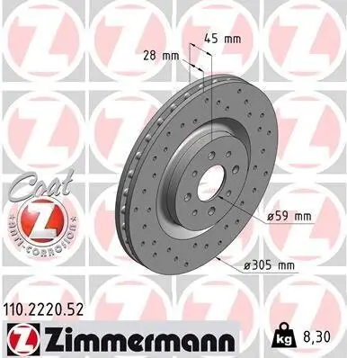 Bremsscheibe Vorderachse ZIMMERMANN 110.2220.52
