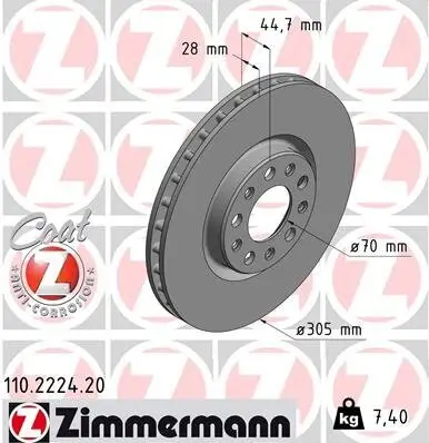 Bremsscheibe Vorderachse ZIMMERMANN 110.2224.20