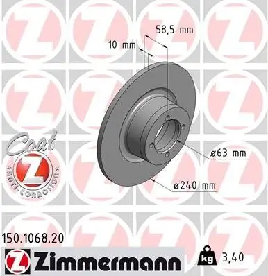 Bremsscheibe ZIMMERMANN 150.1068.20 Bild Bremsscheibe ZIMMERMANN 150.1068.20