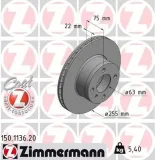 Bremsscheibe Vorderachse ZIMMERMANN 150.1136.20