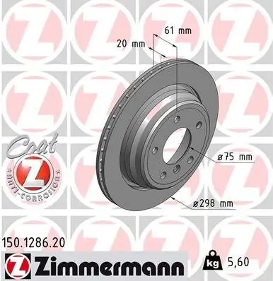 Bremsscheibe ZIMMERMANN 150.1286.20 Bild Bremsscheibe ZIMMERMANN 150.1286.20