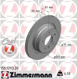 Bremsscheibe Hinterachse rechts ZIMMERMANN 150.1293.20