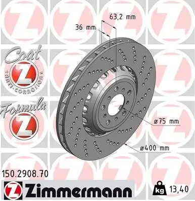 Bremsscheibe ZIMMERMANN 150.2908.70 Bild Bremsscheibe ZIMMERMANN 150.2908.70