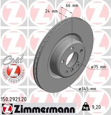 Bremsscheibe ZIMMERMANN 150.2921.20