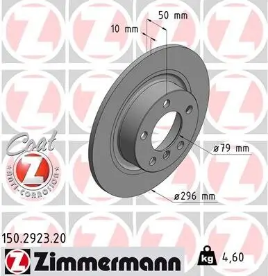Bremsscheibe Hinterachse ZIMMERMANN 150.2923.20 Bild Bremsscheibe Hinterachse ZIMMERMANN 150.2923.20
