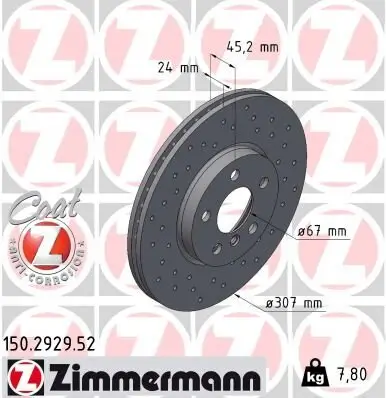 Bremsscheibe ZIMMERMANN 150.2929.52