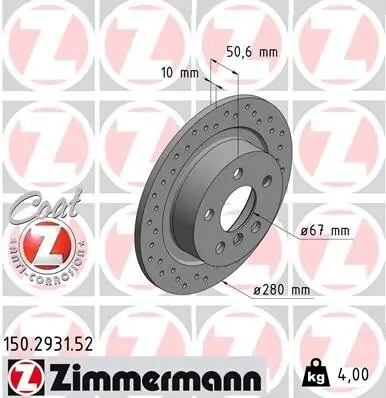 Bremsscheibe Hinterachse ZIMMERMANN 150.2931.52