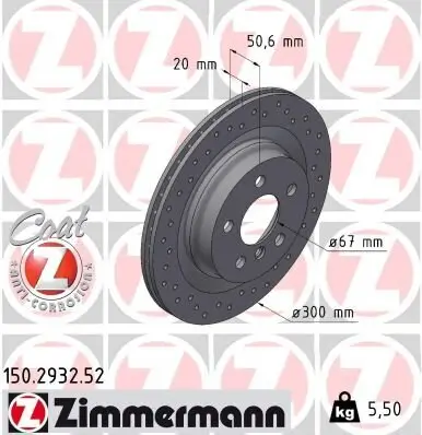 Bremsscheibe Hinterachse ZIMMERMANN 150.2932.52 Bild Bremsscheibe Hinterachse ZIMMERMANN 150.2932.52