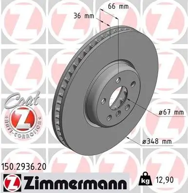 Bremsscheibe Vorderachse links ZIMMERMANN 150.2936.20