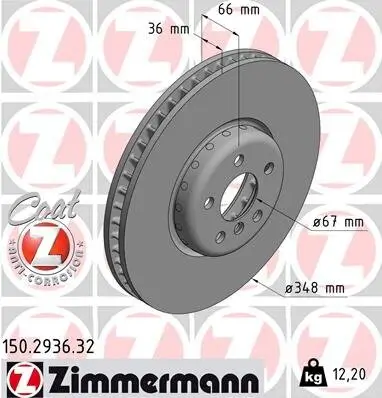 Bremsscheibe ZIMMERMANN 150.2936.32