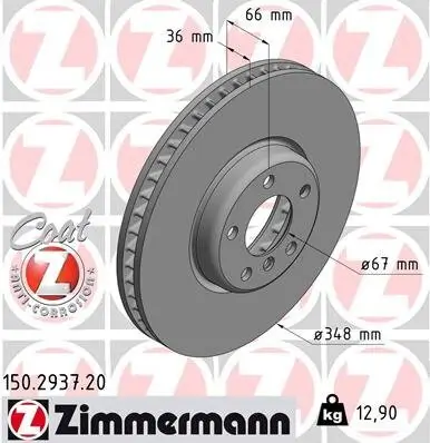 Bremsscheibe ZIMMERMANN 150.2937.20 Bild Bremsscheibe ZIMMERMANN 150.2937.20