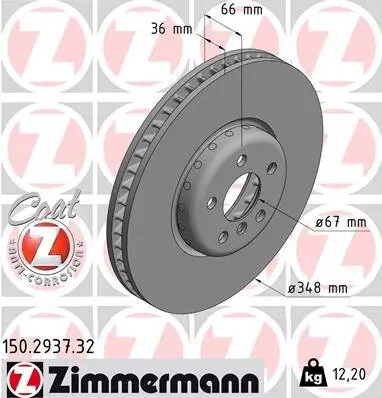 Bremsscheibe ZIMMERMANN 150.2937.32