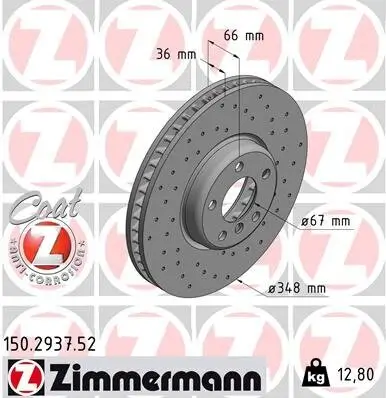 Bremsscheibe ZIMMERMANN 150.2937.52 Bild Bremsscheibe ZIMMERMANN 150.2937.52