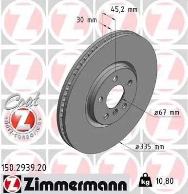 Bremsscheibe Vorderachse ZIMMERMANN 150.2939.20