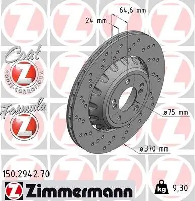 Bremsscheibe Hinterachse links ZIMMERMANN 150.2942.70 Bild Bremsscheibe Hinterachse links ZIMMERMANN 150.2942.70