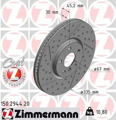 Bremsscheibe Vorderachse ZIMMERMANN 150.2944.20