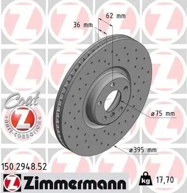 Bremsscheibe ZIMMERMANN 150.2948.52