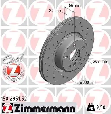 Bremsscheibe Vorderachse ZIMMERMANN 150.2951.52