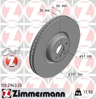 Bremsscheibe Vorderachse rechts ZIMMERMANN 150.2963.20 Bild Bremsscheibe Vorderachse rechts ZIMMERMANN 150.2963.20
