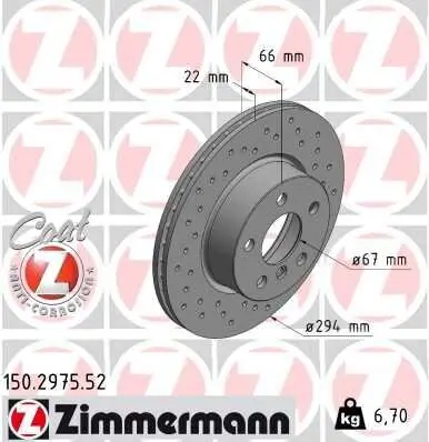 Bremsscheibe ZIMMERMANN 150.2975.52 Bild Bremsscheibe ZIMMERMANN 150.2975.52