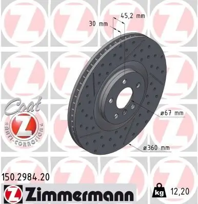 Bremsscheibe Vorderachse links ZIMMERMANN 150.2984.20 Bild Bremsscheibe Vorderachse links ZIMMERMANN 150.2984.20