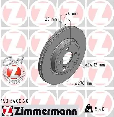 Bremsscheibe Vorderachse ZIMMERMANN 150.3400.20
